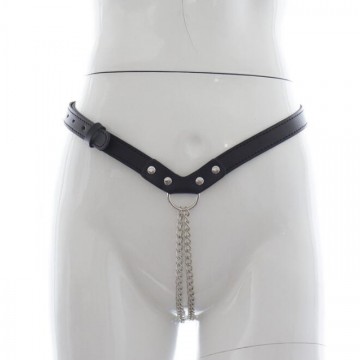 Faux Leather Panties Female Chastity Belt with Steel Chain Faux Leather Panties Female Chastity Belt with Steel Chain