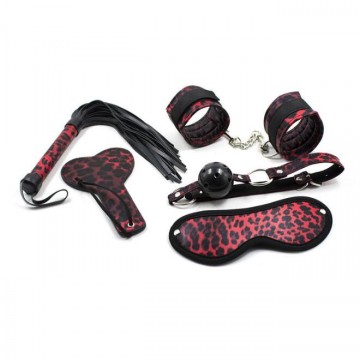 Leather Bondage Harness Cuffs Mouth Gag Mask Spanking Whip