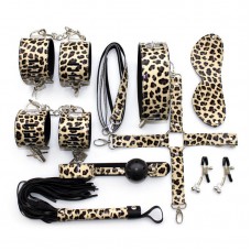8 Pcs/Set Leopard Leather SM Bondage Kit 